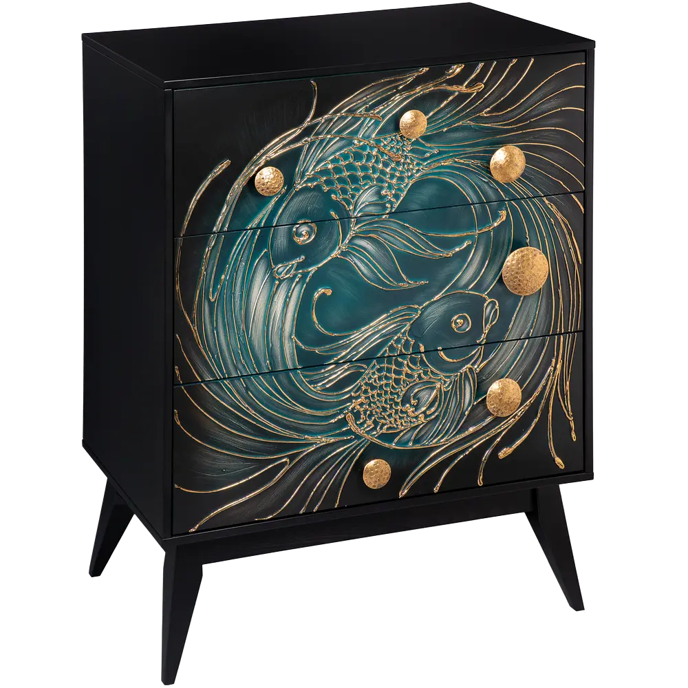 Фото Комод Bogacho 3 ящика 84x48x108 см МДФ цвет черный 11675