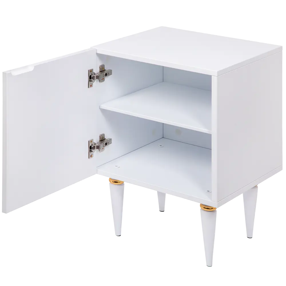 Фото 4 Тумба прикроватная Bogacho 2 ящика 40x60x45 см МДФ цвет белый с золотом 11652/БлГолд