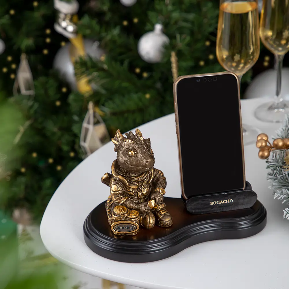 Фото 6 Подставка для телефона Bogacho Дракон Раймонд держатель на стол бронзового цвета