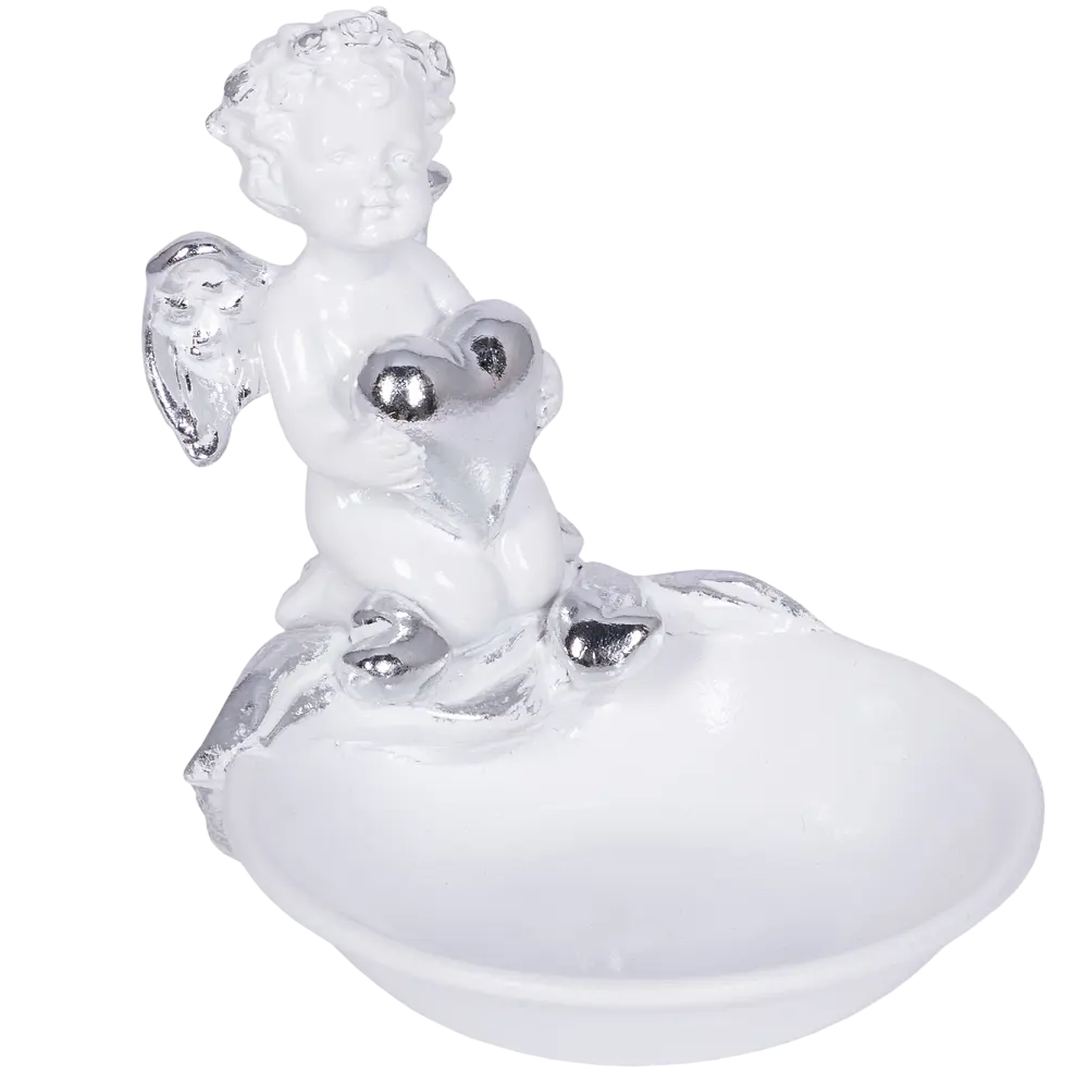 Фото Подставка для украшений блюдце из мрамора Bogacho Дивинити белого цвета с серебряной поталью Фото Подставка для украшений блюдце из мрамора Bogacho Дивинити белого цвета с серебряной поталью