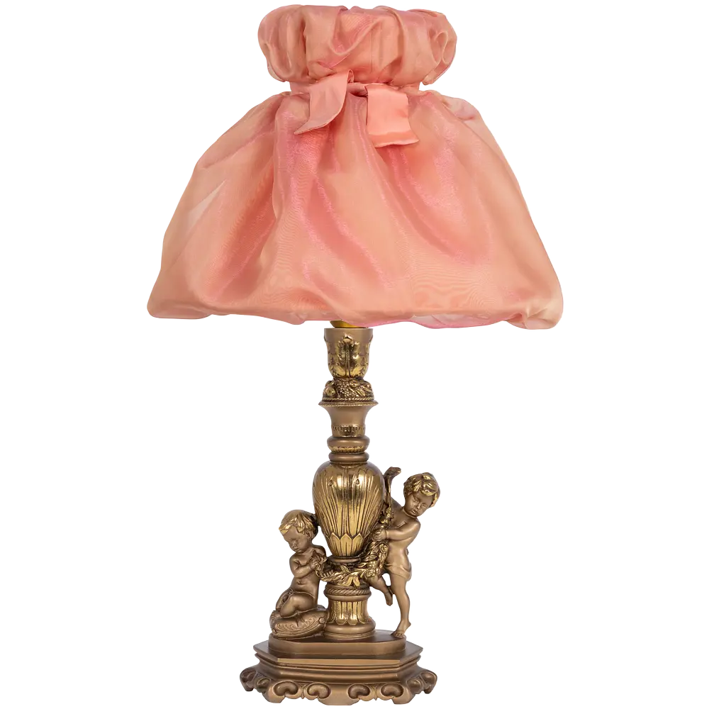 Фото Настольная лампа BOGACHO Путти СБ-1/Б/Мадлен персик цвет бронза Фото Настольная лампа BOGACHO Путти СБ-1/Б/Мадлен персик цвет бронза