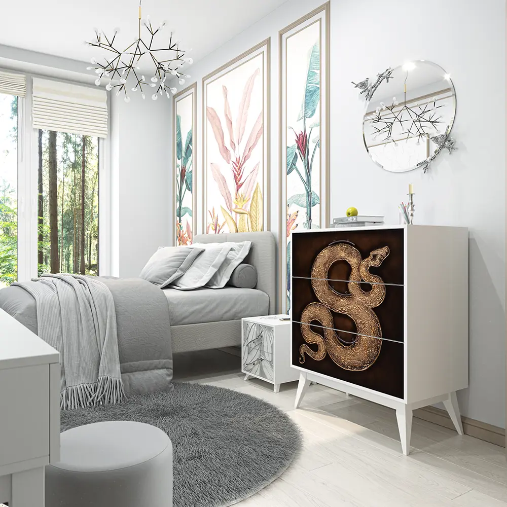 Фото 5 Комод Bogacho 3 ящика 84x48x108 см МДФ цвет белый 11670 Фото 5 Комод Bogacho 3 ящика 84x48x108 см МДФ цвет белый 11670