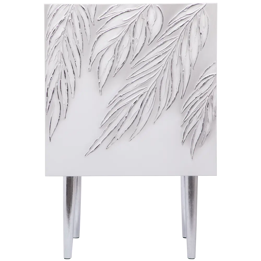 Фото Тумба прикроватная Bogacho 2 ящика 40x60x45 см МДФ цвет белый с серебром 11653/БлСильвер