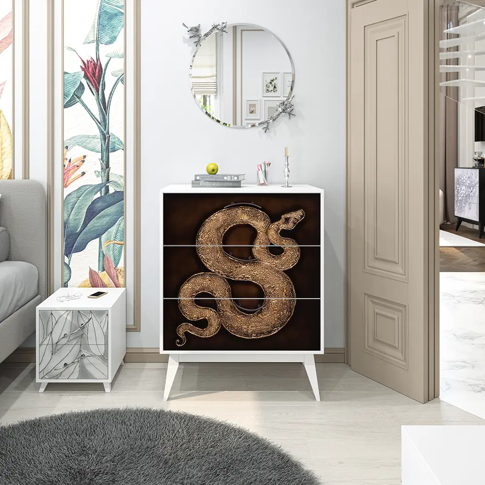 Фото 3 Комод Bogacho 3 ящика 84x48x108 см МДФ цвет белый 11670 Фото 3 Комод Bogacho 3 ящика 84x48x108 см МДФ цвет белый 11670