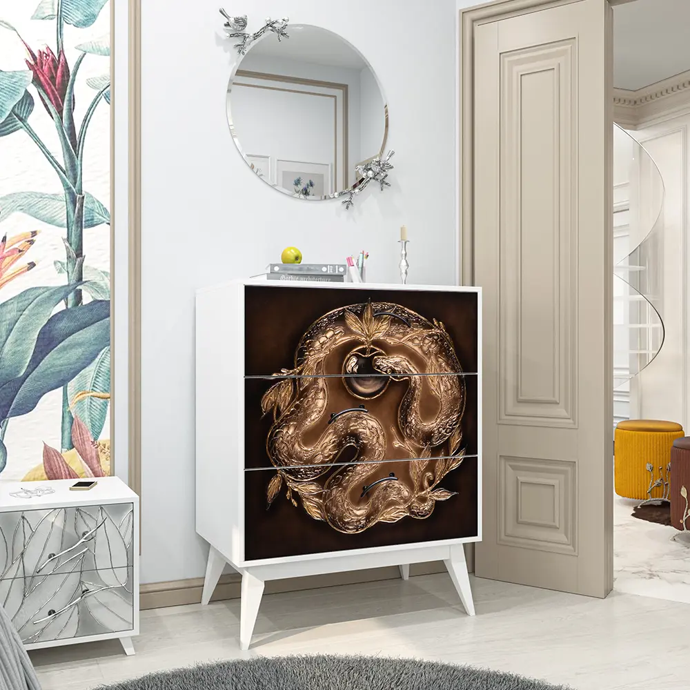 Фото 6 Комод Bogacho 3 ящика 84x48x108 см МДФ цвет белый 11663