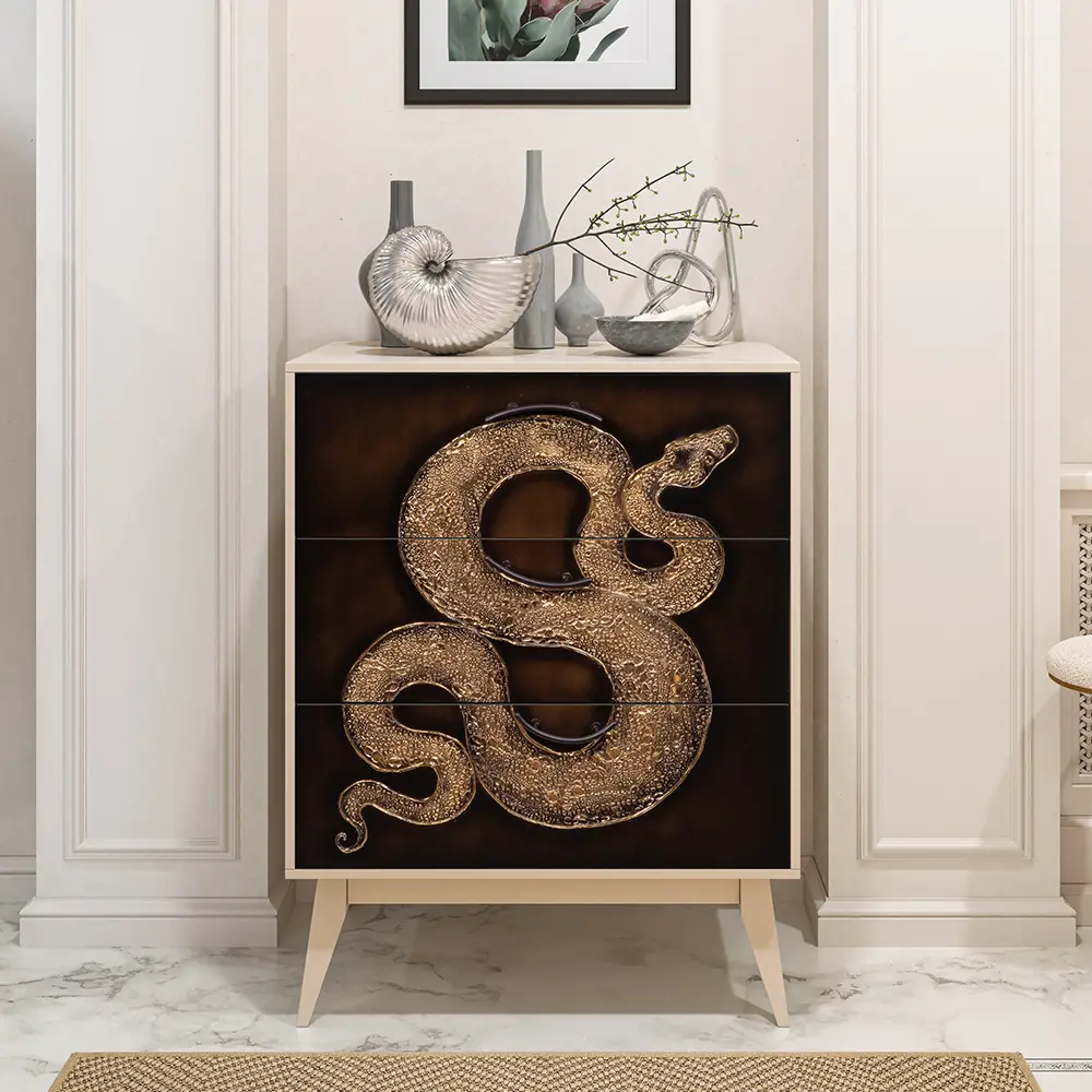 Фото 4 Комод Bogacho 3 ящика 84x48x108 см МДФ цвет бежевый 11670 Фото 4 Комод Bogacho 3 ящика 84x48x108 см МДФ цвет бежевый 11670