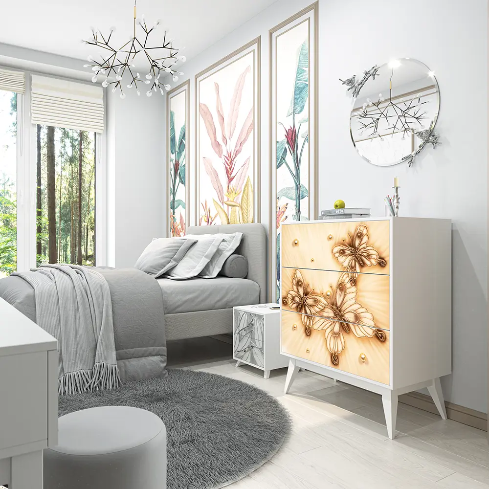 Фото 3 Комод Bogacho 3 ящика 84x48x108 см МДФ цвет белый 11671 Фото 3 Комод Bogacho 3 ящика 84x48x108 см МДФ цвет белый 11671