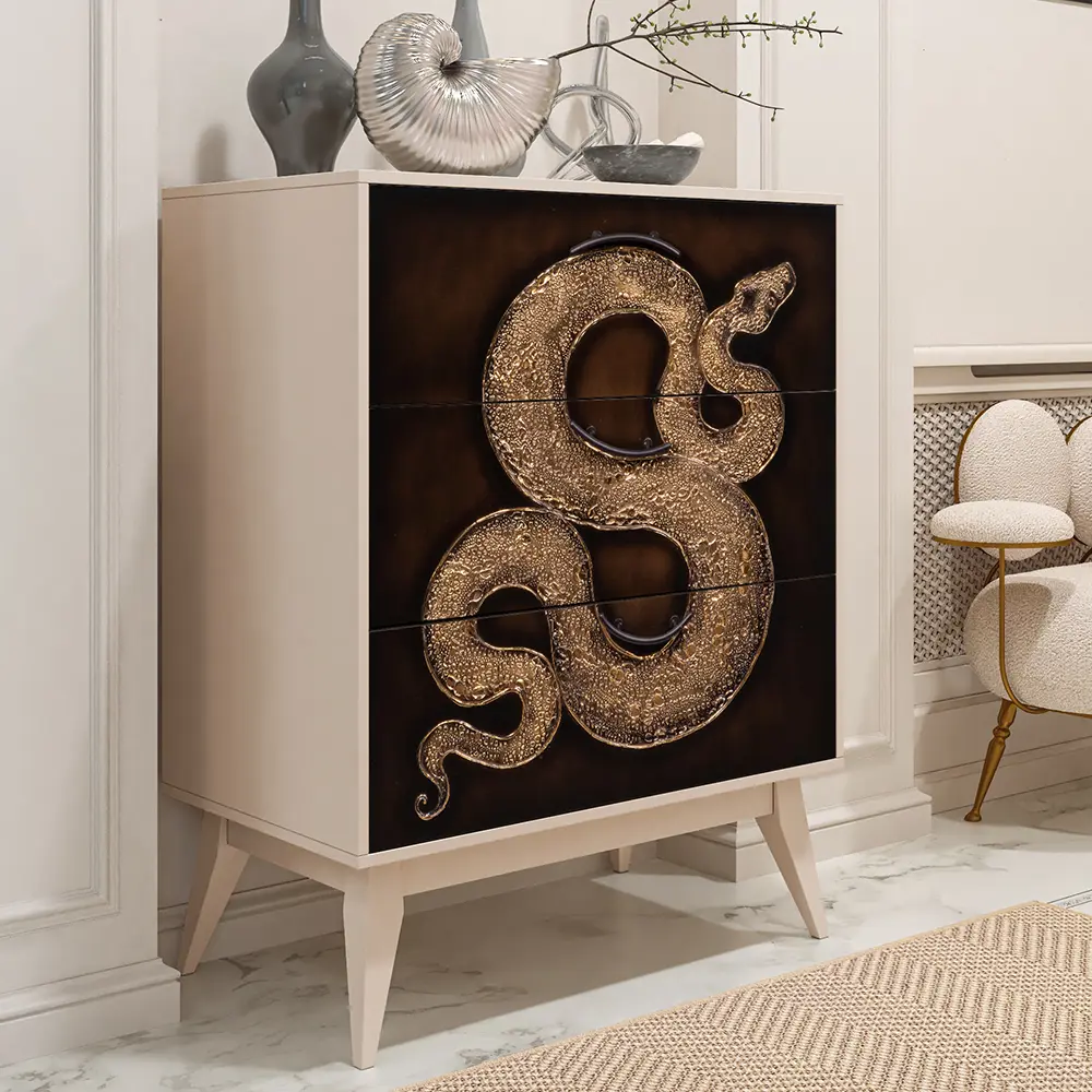 Фото 2 Комод Bogacho 3 ящика 84x48x108 см МДФ цвет бежевый 11670 Фото 2 Комод Bogacho 3 ящика 84x48x108 см МДФ цвет бежевый 11670