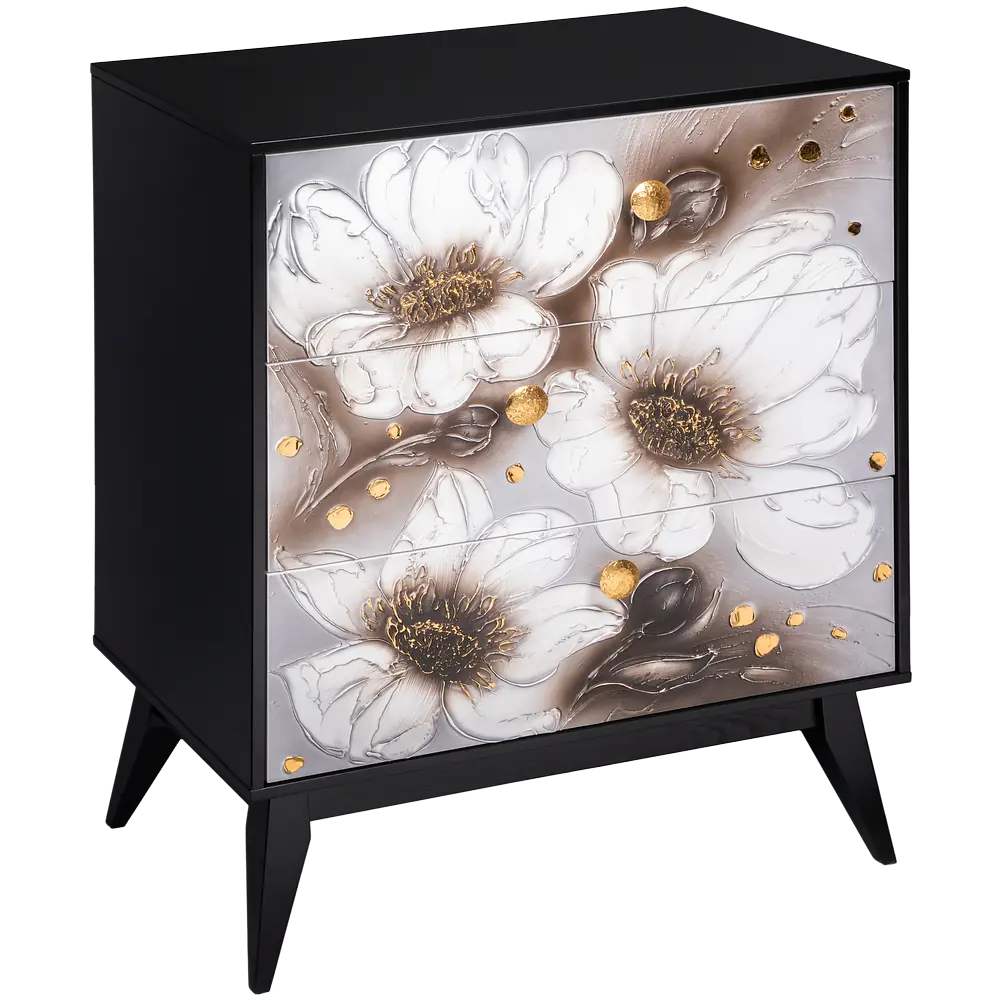 Фото Комод Bogacho 3 ящика 84x48x108 см МДФ цвет черный 11662