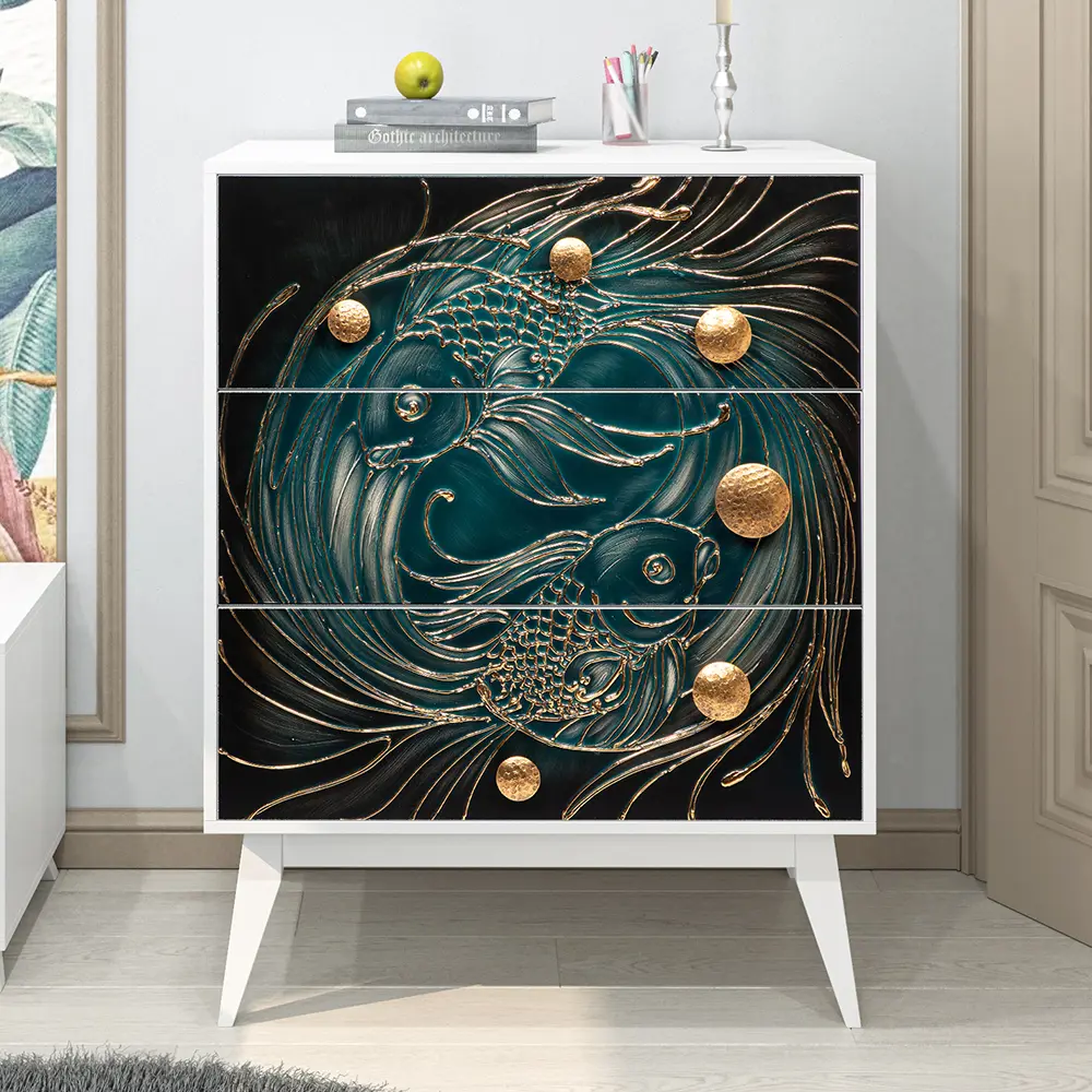 Фото 6 Комод Bogacho 3 ящика 84x48x108 см МДФ цвет белый 11675