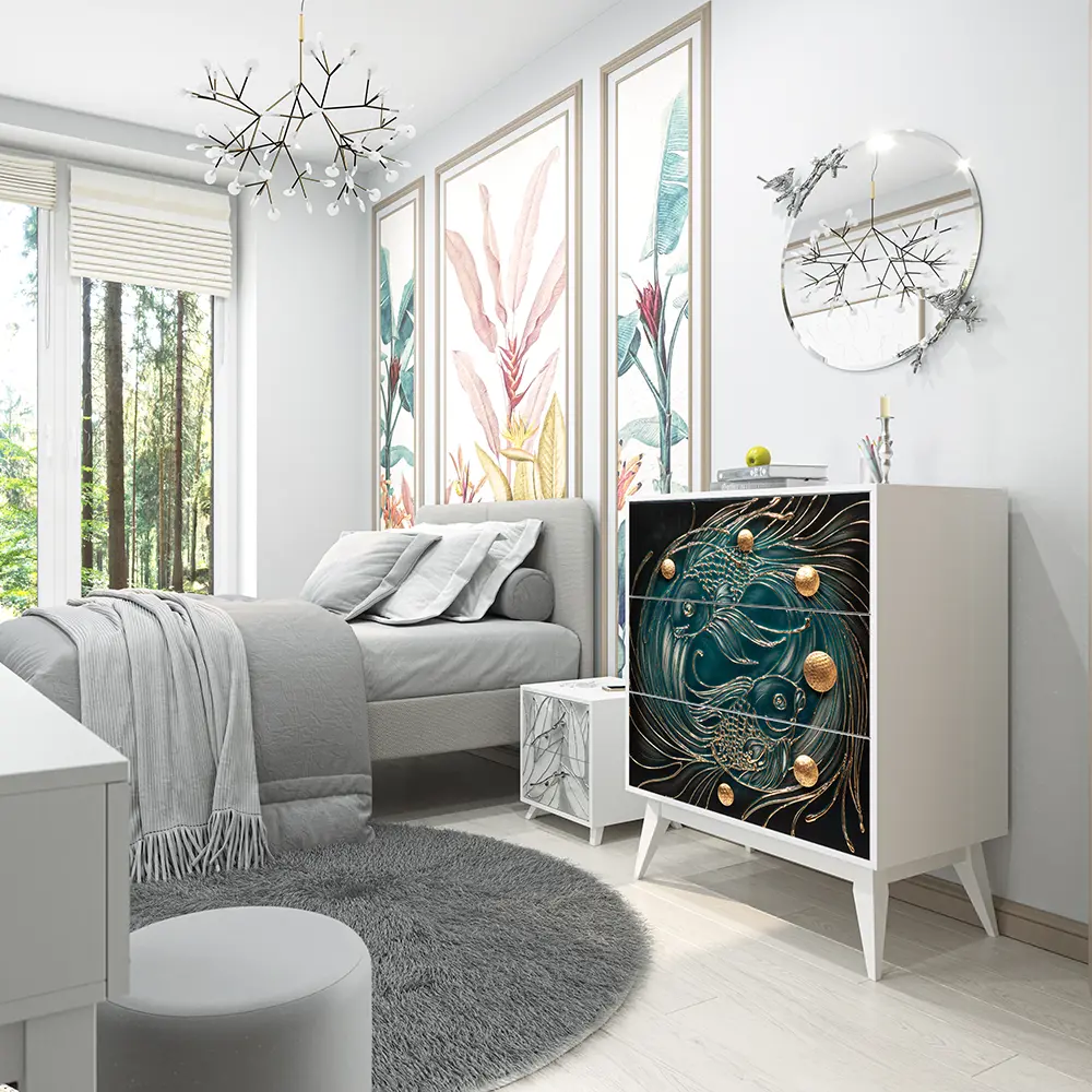 Фото 7 Комод Bogacho 3 ящика 84x48x108 см МДФ цвет белый 11675