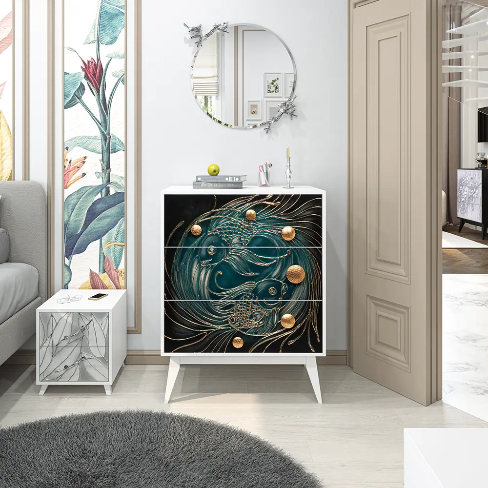 Фото 5 Комод Bogacho 3 ящика 84x48x108 см МДФ цвет белый 11675