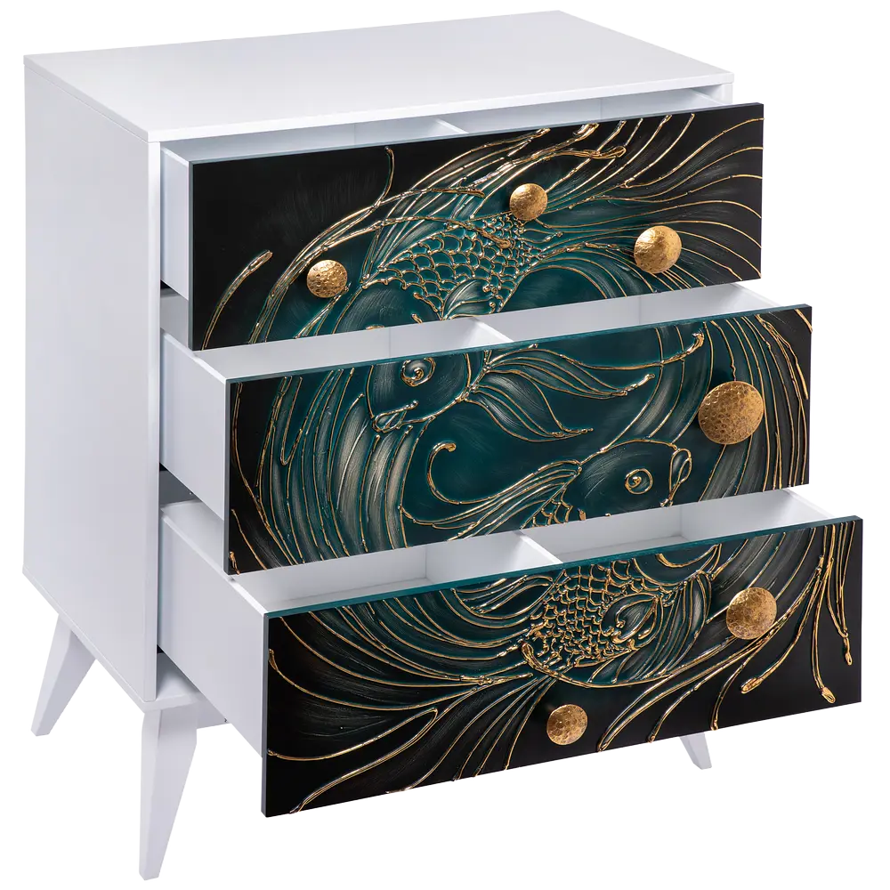 Фото 2 Комод Bogacho 3 ящика 84x48x108 см МДФ цвет белый 11675