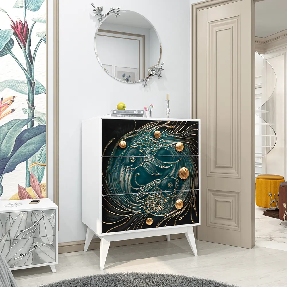 Фото 8 Комод Bogacho 3 ящика 84x48x108 см МДФ цвет белый 11675