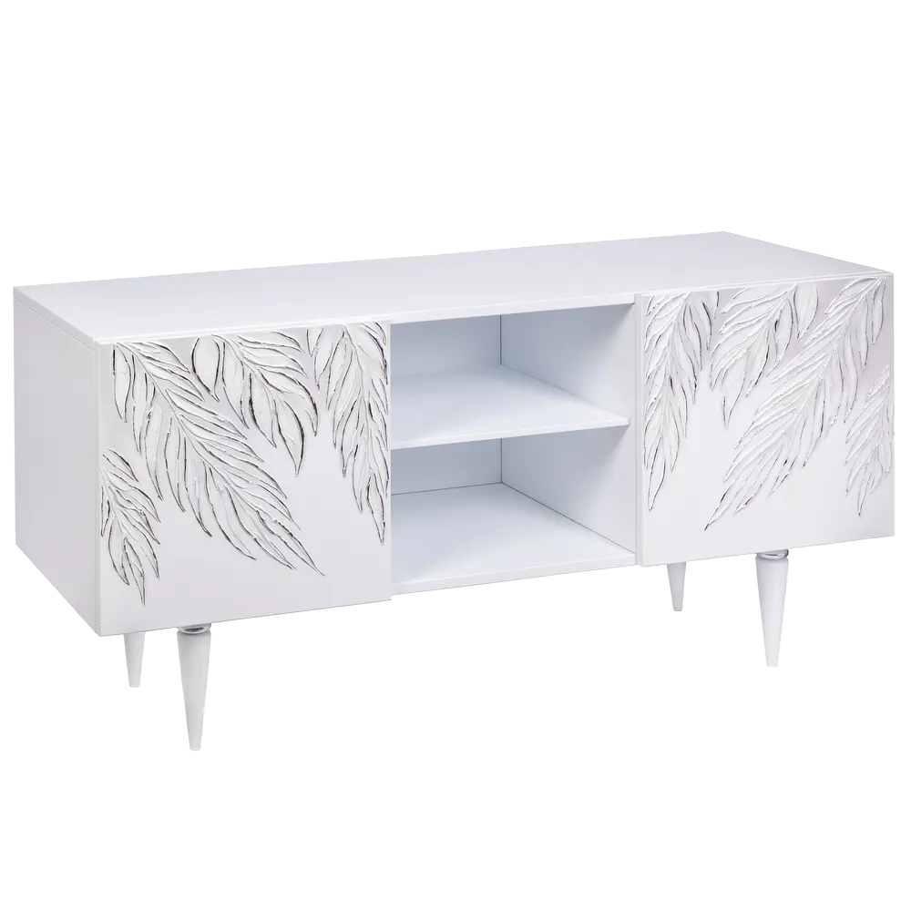 Фото 2 Тумба под телевизор Bogacho Тропик 117x60x42 см МДФ с покрытием цвет белый/серебро Фото 2 Тумба под телевизор Bogacho Тропик 117x60x42 см МДФ с покрытием цвет белый/серебро