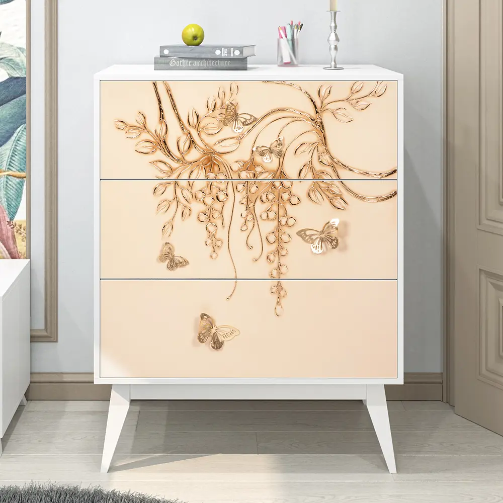 Фото 4 Комод Bogacho 3 ящика 84x48x108 см МДФ цвет белый 11674 Фото 4 Комод Bogacho 3 ящика 84x48x108 см МДФ цвет белый 11674