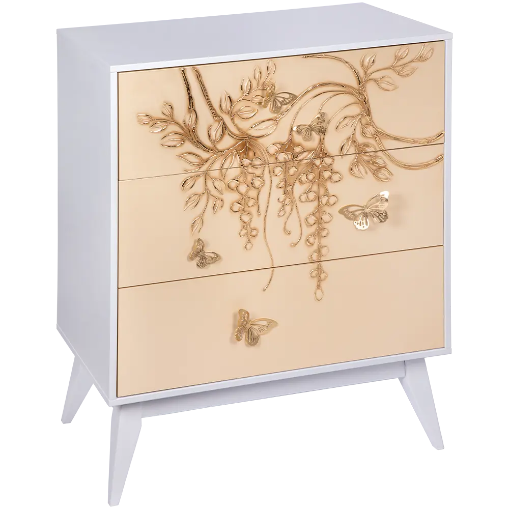 Фото Комод Bogacho 3 ящика 84x48x108 см МДФ цвет белый 11674 Фото Комод Bogacho 3 ящика 84x48x108 см МДФ цвет белый 11674