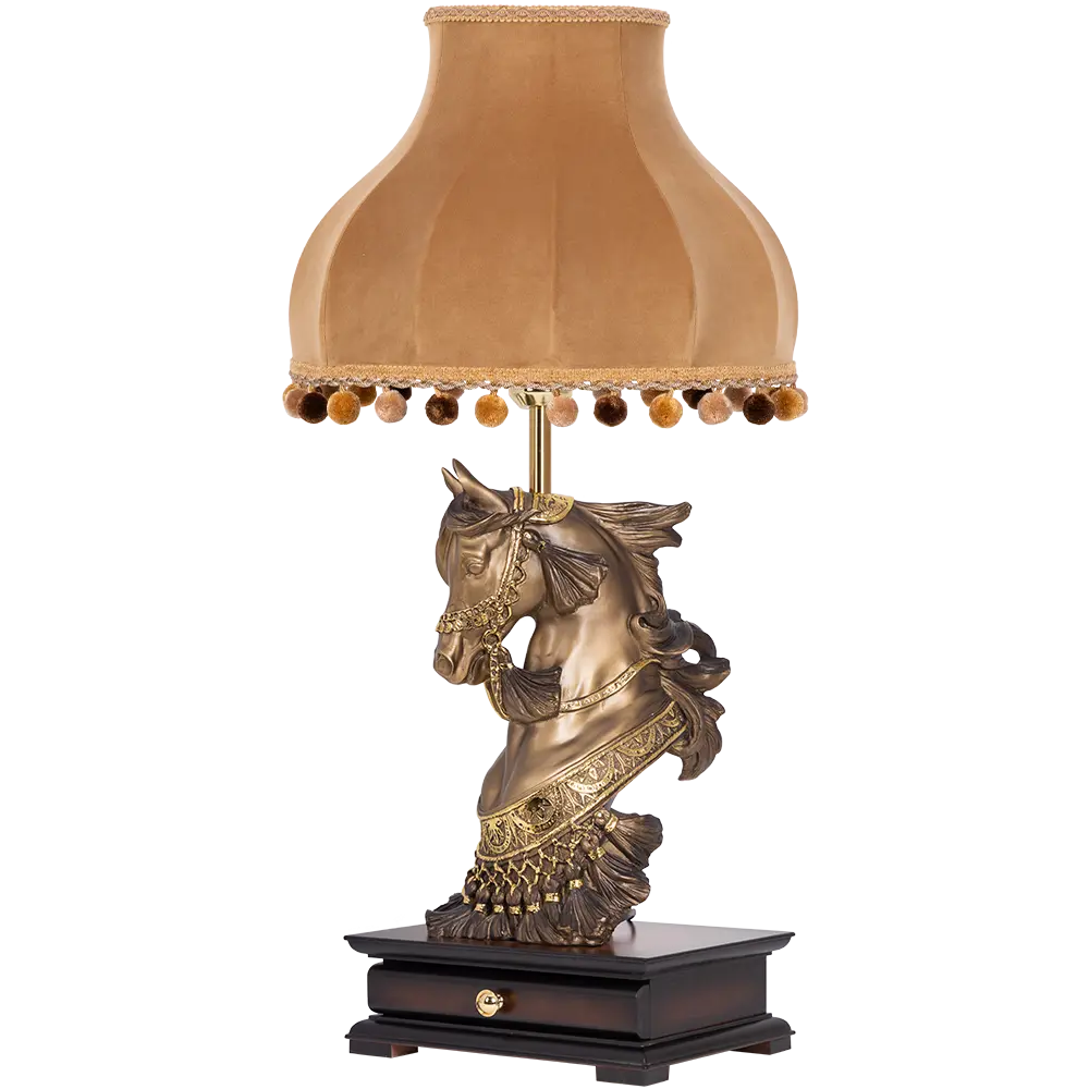 Фото Настольная лампа BOGACHO СБ-10/Б/Классика поталь Лошадь императора цвет бежевый