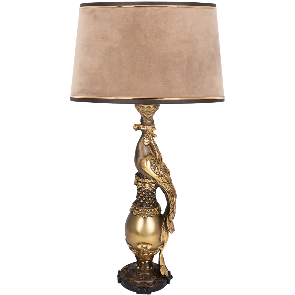 Фото Настольная лампа BOGACHO СБ-75/Б/Тюссо капучино Павлин цвет коричневый Фото Настольная лампа BOGACHO СБ-75/Б/Тюссо капучино Павлин цвет коричневый