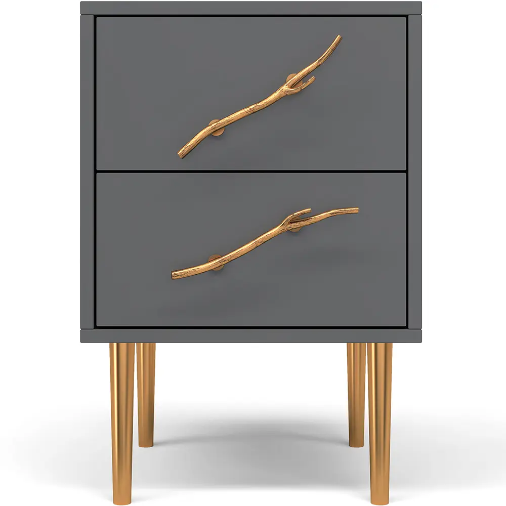 Фото 4 Тумба прикроватная Bogacho 40x60.50x44.50 см 2 ящика цвет серый с золотом 1639/серый Фото 4 Тумба прикроватная Bogacho 40x60.50x44.50 см 2 ящика цвет серый с золотом 1639/серый