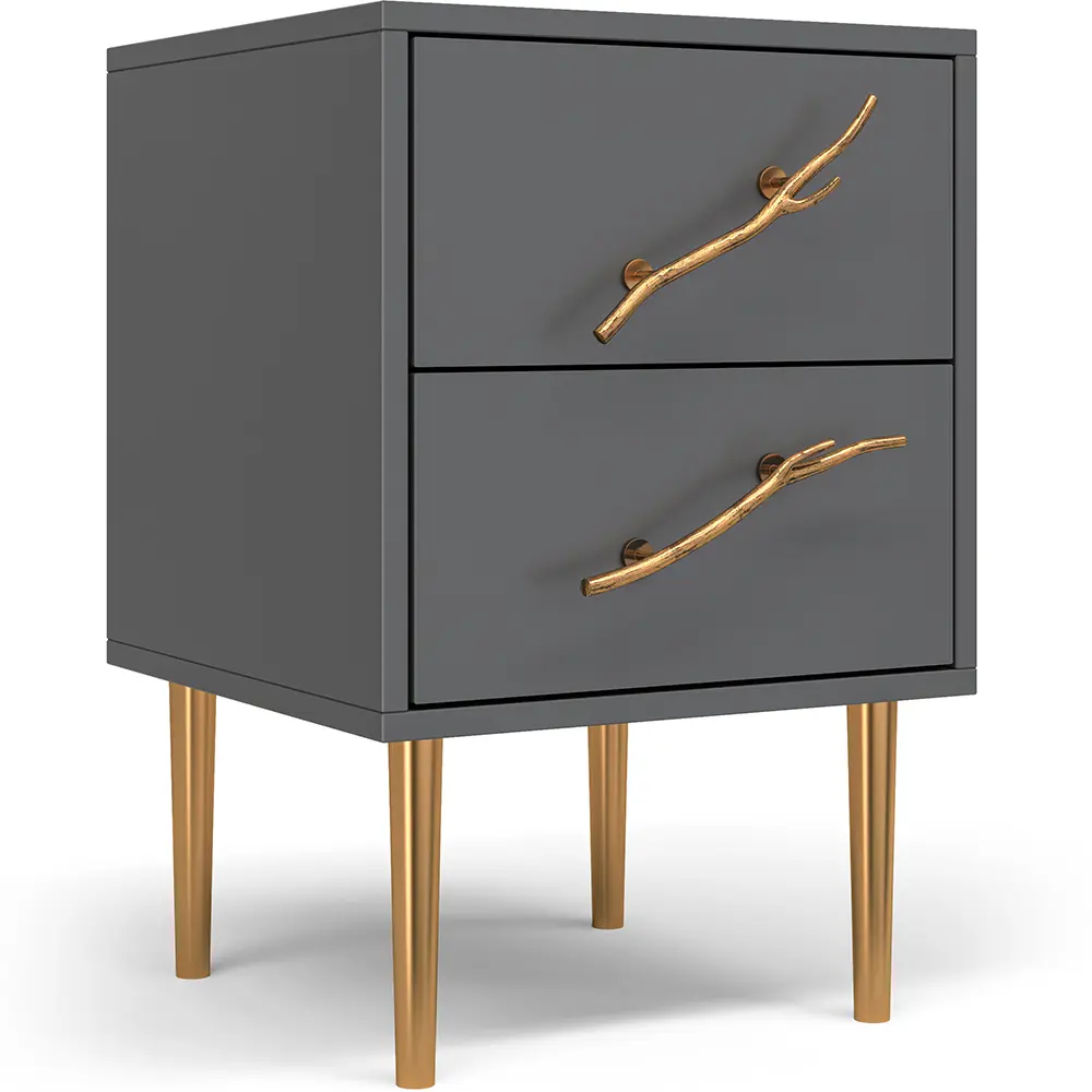 Фото 3 Тумба прикроватная Bogacho 40x60.50x44.50 см 2 ящика цвет серый с золотом 1639/серый Фото 3 Тумба прикроватная Bogacho 40x60.50x44.50 см 2 ящика цвет серый с золотом 1639/серый