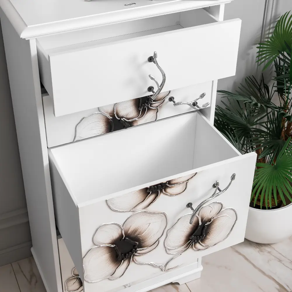 Фото 3 Комод Bogacho 62x123x41 см 4 ящика МДФ цвет белый 11634/белый