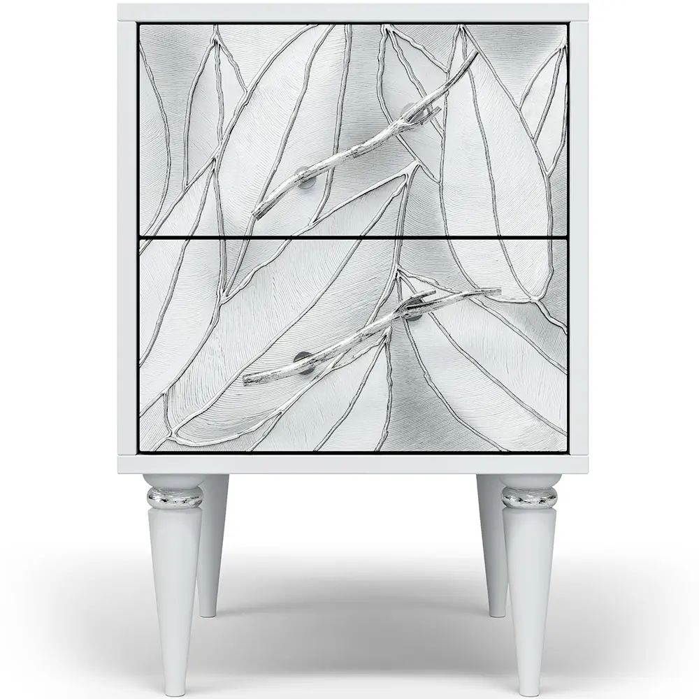 Фото 2 Тумба прикроватная Bogacho 40x60.50x44.50 см 2 ящика цвет белый с серебром 11638/БлСильвер Фото 2 Тумба прикроватная Bogacho 40x60.50x44.50 см 2 ящика цвет белый с серебром 11638/БлСильвер