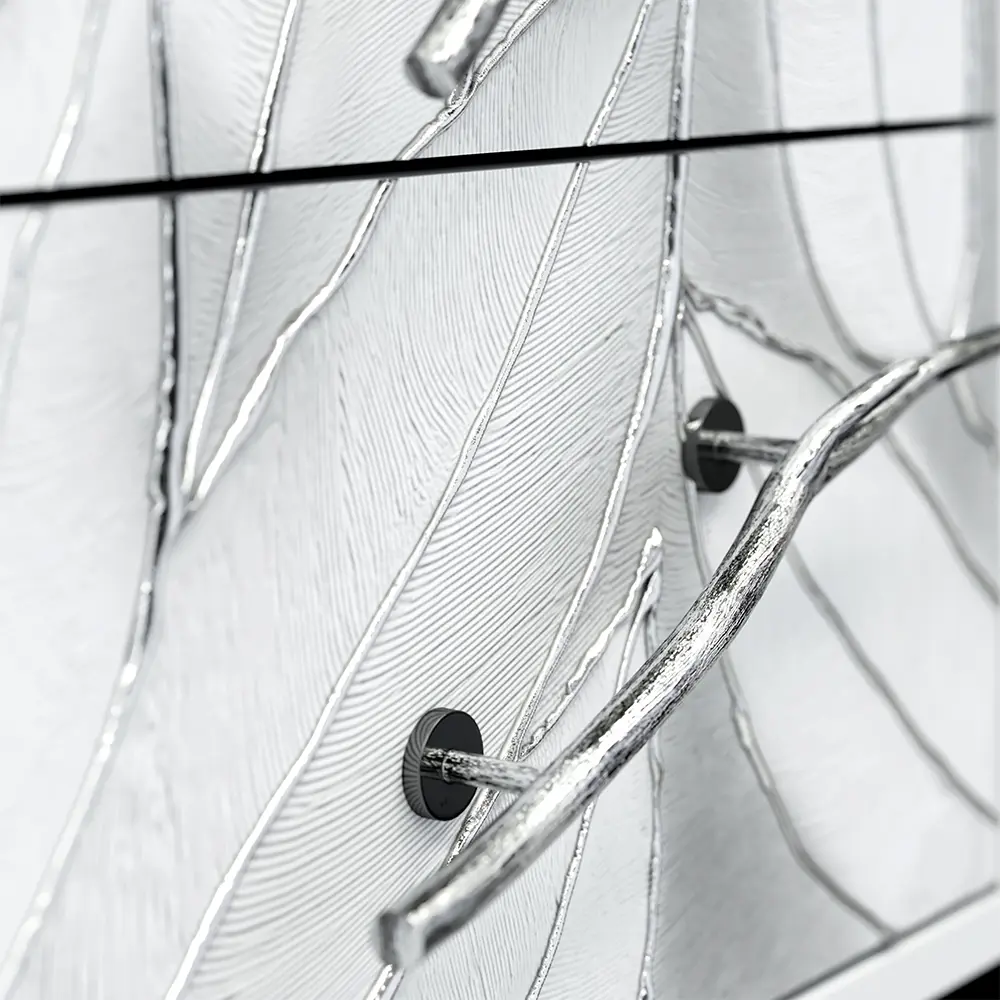 Фото 3 Тумба прикроватная Bogacho 40x60.50x44.50 см 2 ящика цвет белый с серебром 11638/БлСильвер Фото 3 Тумба прикроватная Bogacho 40x60.50x44.50 см 2 ящика цвет белый с серебром 11638/БлСильвер