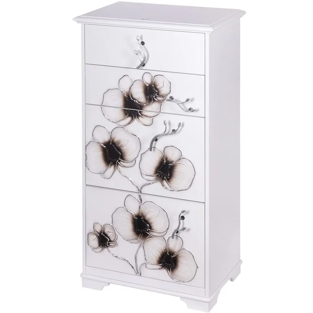 Фото 5 Комод Bogacho 62x123x41 см 4 ящика МДФ цвет белый 11634/белый