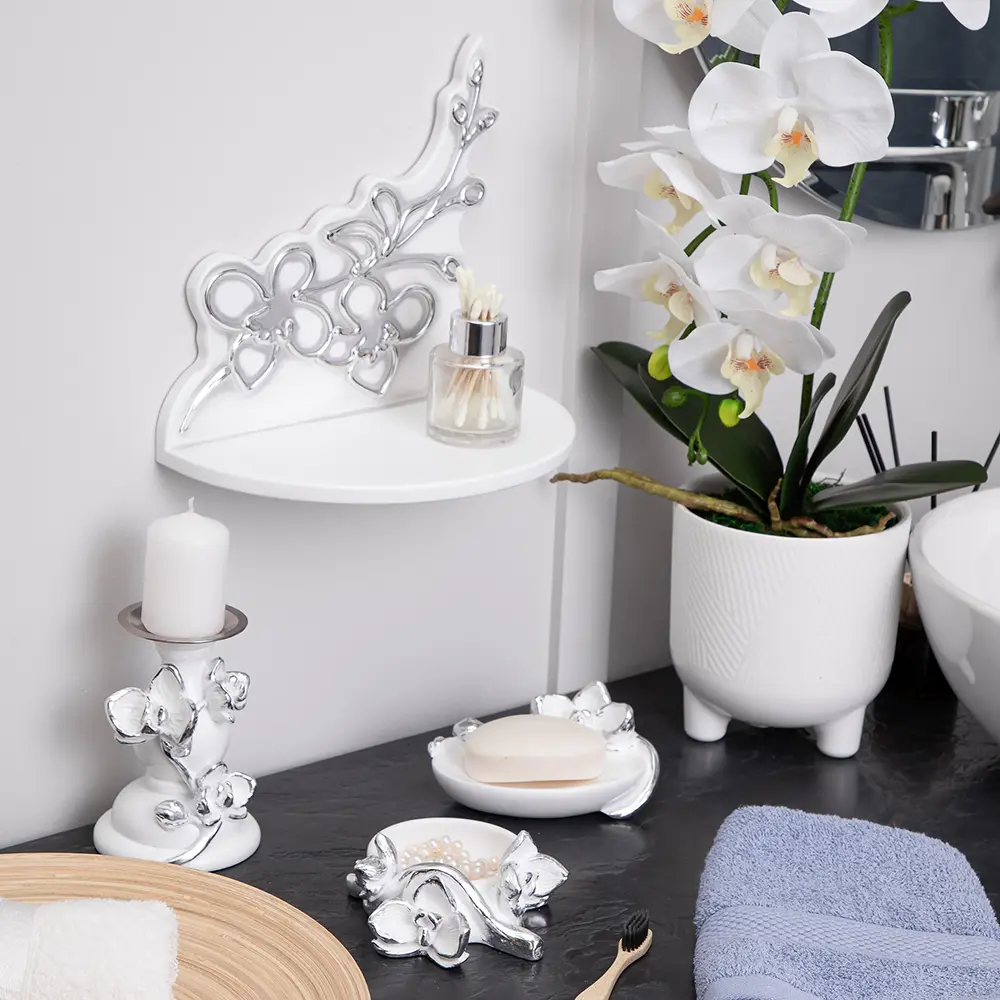 Фото 5 Мыльница из мрамора Bogacho Орхидея Калипсо белая