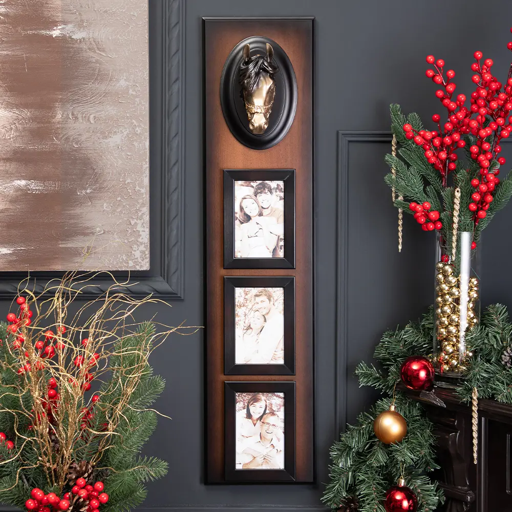 Фото 10 Рамка Bogacho Дублин коричневого цвета и декоративной головой лошади из мрамора, цвет коричневый, 15x10 см