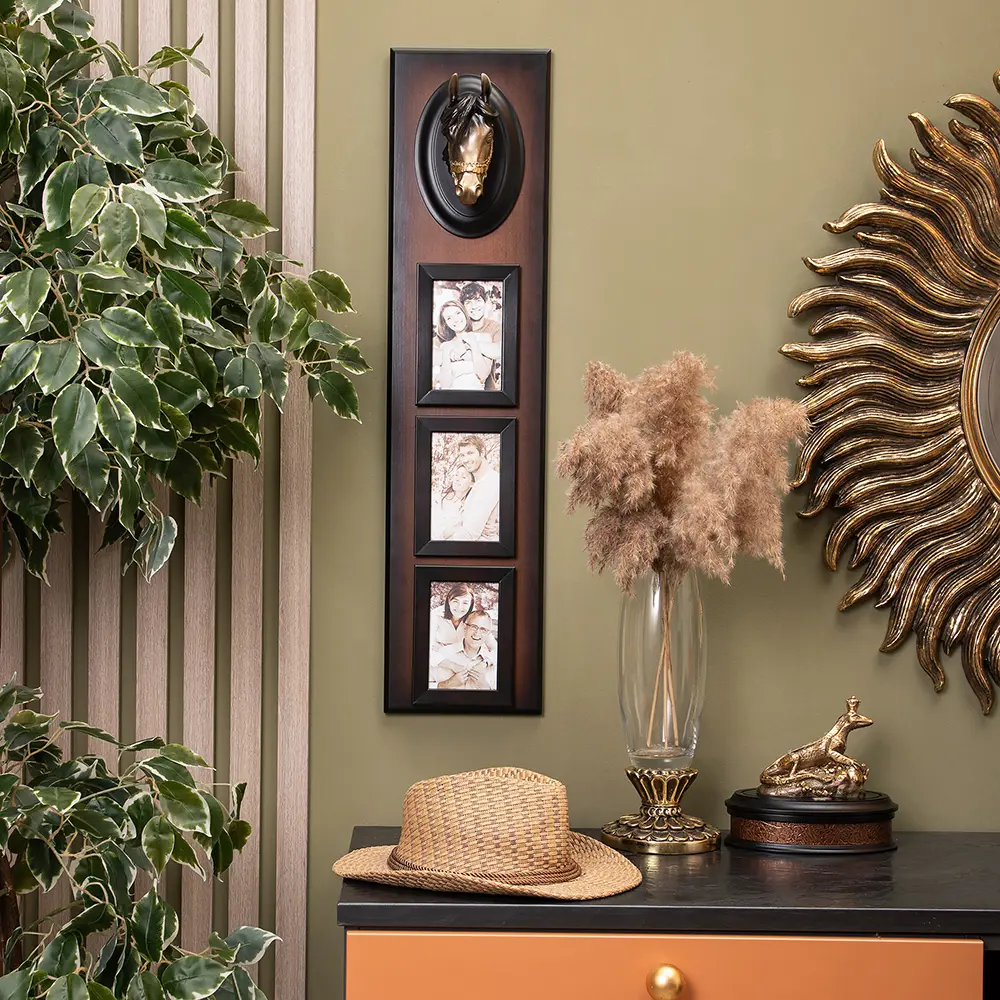 Фото 3 Рамка Bogacho Дублин коричневого цвета и декоративной головой лошади из мрамора, цвет коричневый, 15x10 см