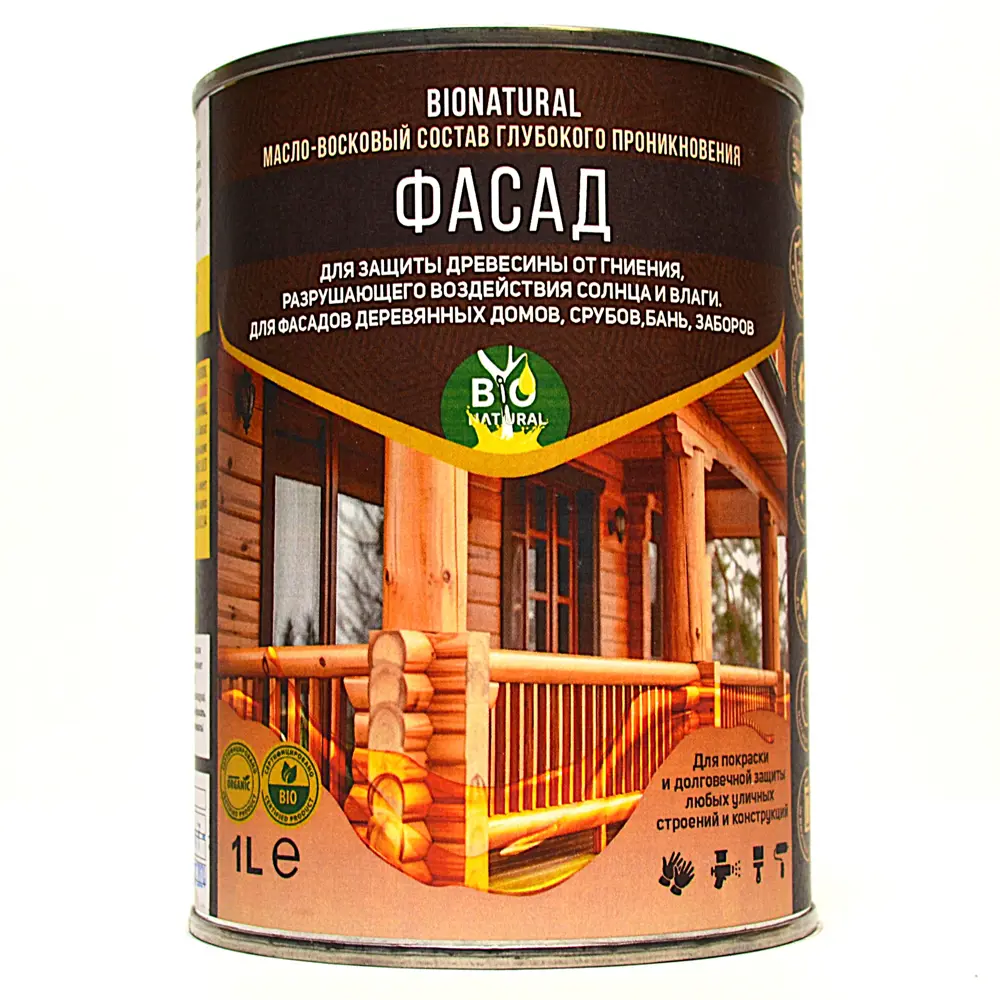 Фото 2 Защитное масло Bionatural Фасад с воском и смолами 1л Фото 2 Защитное масло Bionatural Фасад с воском и смолами 1л