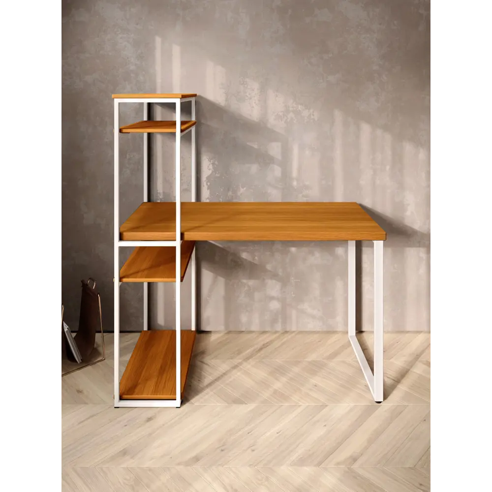 Фото 3 Стол Solarius stol-stellaz-4polki-olha-9060-white 60x148x90 см сталь и дерево цвет белый, ольха Фото 3 Стол Solarius stol-stellaz-4polki-olha-9060-white 60x148x90 см сталь и дерево цвет белый, ольха