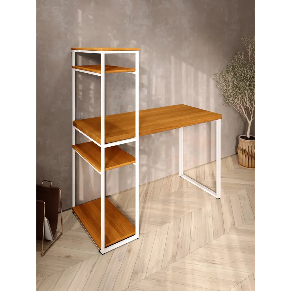 Фото 4 Стол Solarius stol-stellaz-4polki-olha-14060-white 60x148x140 см сталь и дерево цвет белый, ольха Фото 4 Стол Solarius stol-stellaz-4polki-olha-14060-white 60x148x140 см сталь и дерево цвет белый, ольха