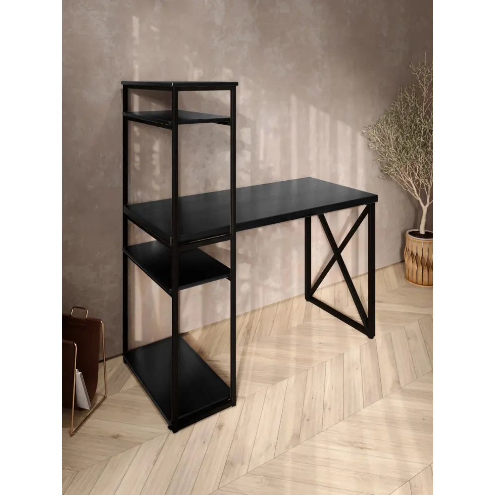 Фото 4 Стол Solarius stol-stellaz-4polki-onix-9060-krest-black 60x148x90 см сталь и дерево цвет черный, оникс Фото 4 Стол Solarius stol-stellaz-4polki-onix-9060-krest-black 60x148x90 см сталь и дерево цвет черный, оникс