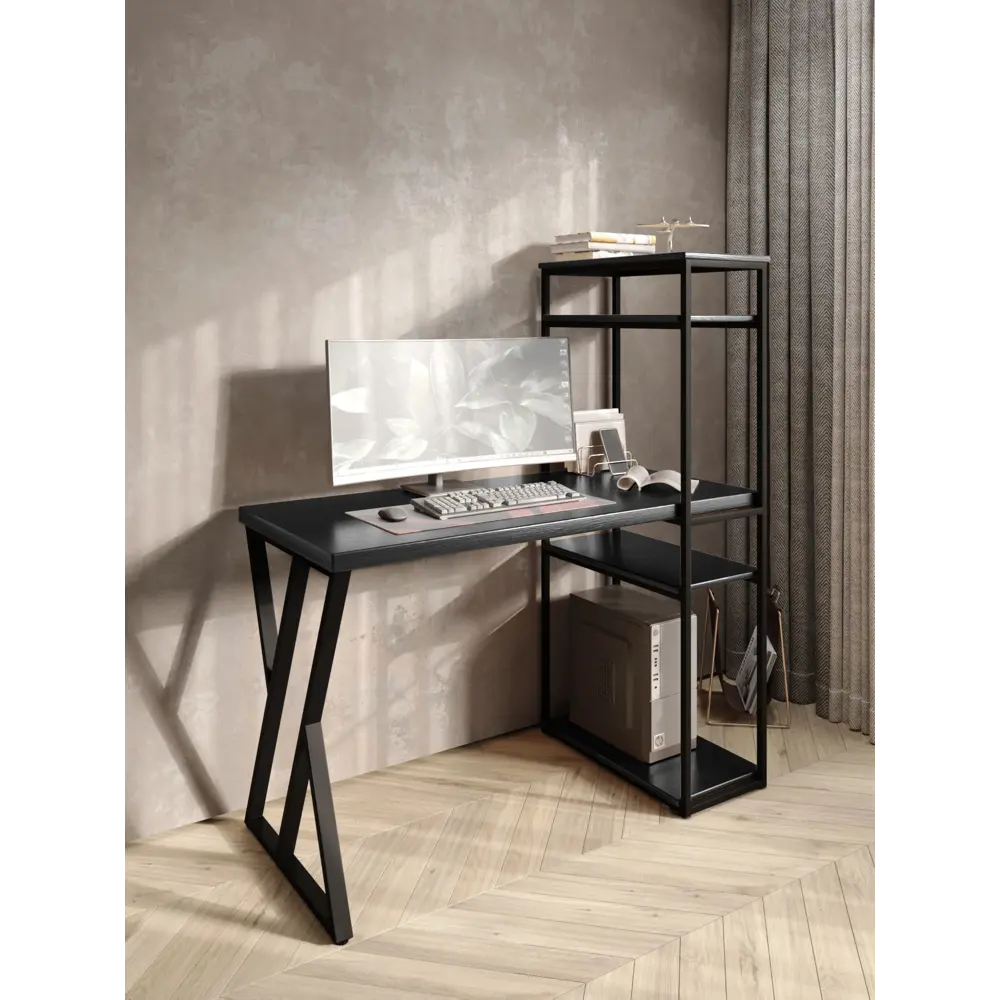 Фото 5 Стол Solarius stol-stellaz-4polki-onix-10060-Z-black 60x148x100 см сталь и дерево цвет черный, оникс Фото 5 Стол Solarius stol-stellaz-4polki-onix-10060-Z-black 60x148x100 см сталь и дерево цвет черный, оникс