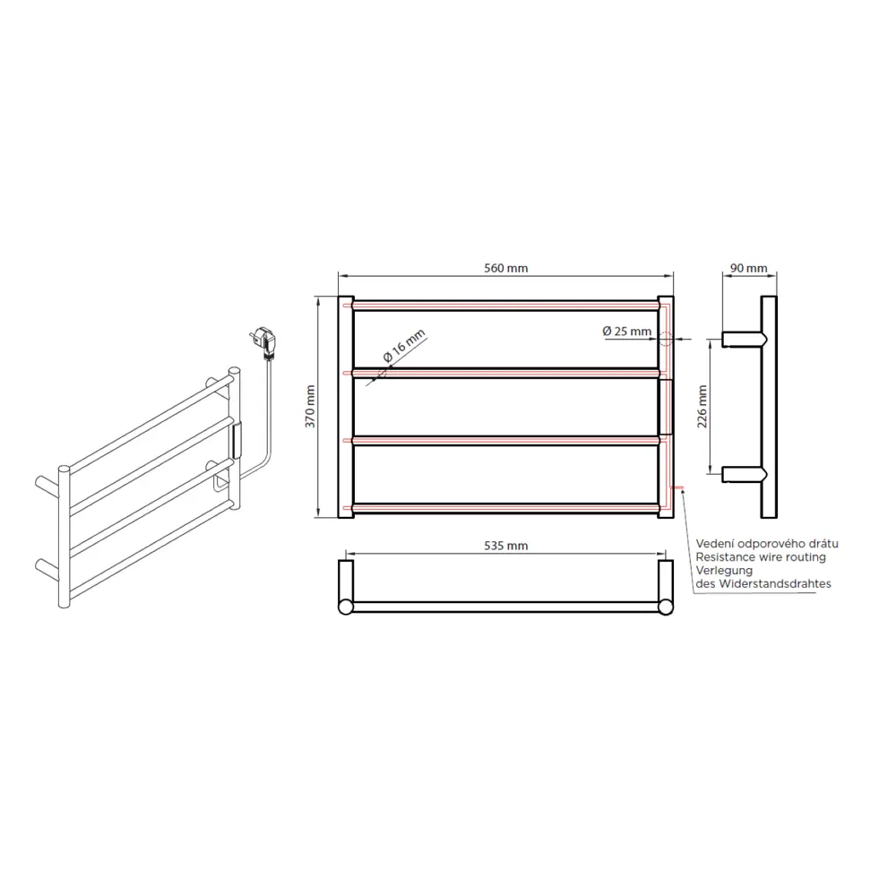 Фото 2 Полотенцесушитель электрический Bemeta 560x370 мм 63 Вт с терморегулятором лесенка цвет белый матовый Фото 2 Полотенцесушитель электрический Bemeta 560x370 мм 63 Вт с терморегулятором лесенка цвет белый матовый
