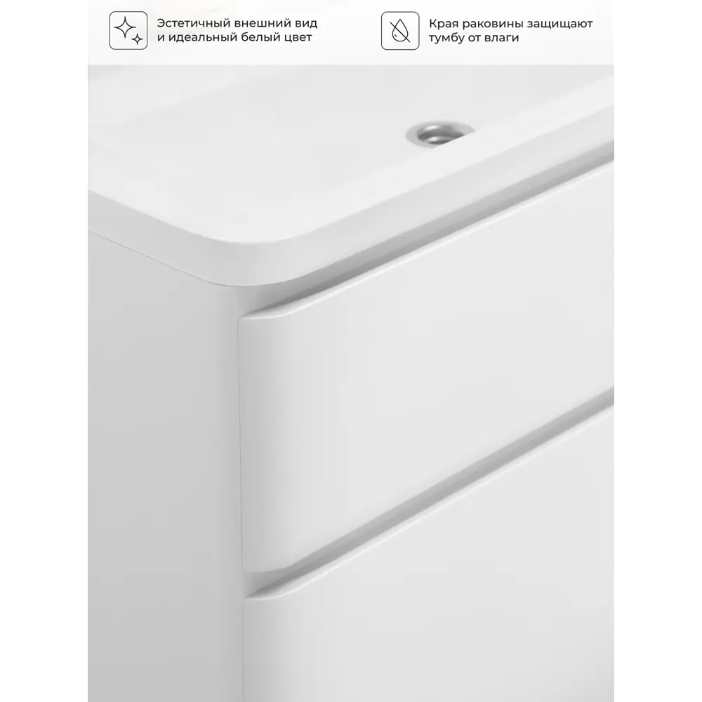 Фото 5 Тумба с раковиной напольная Итана Roberto 80 см цвет белый глянец Фото 5 Тумба с раковиной напольная Итана Roberto 80 см цвет белый глянец