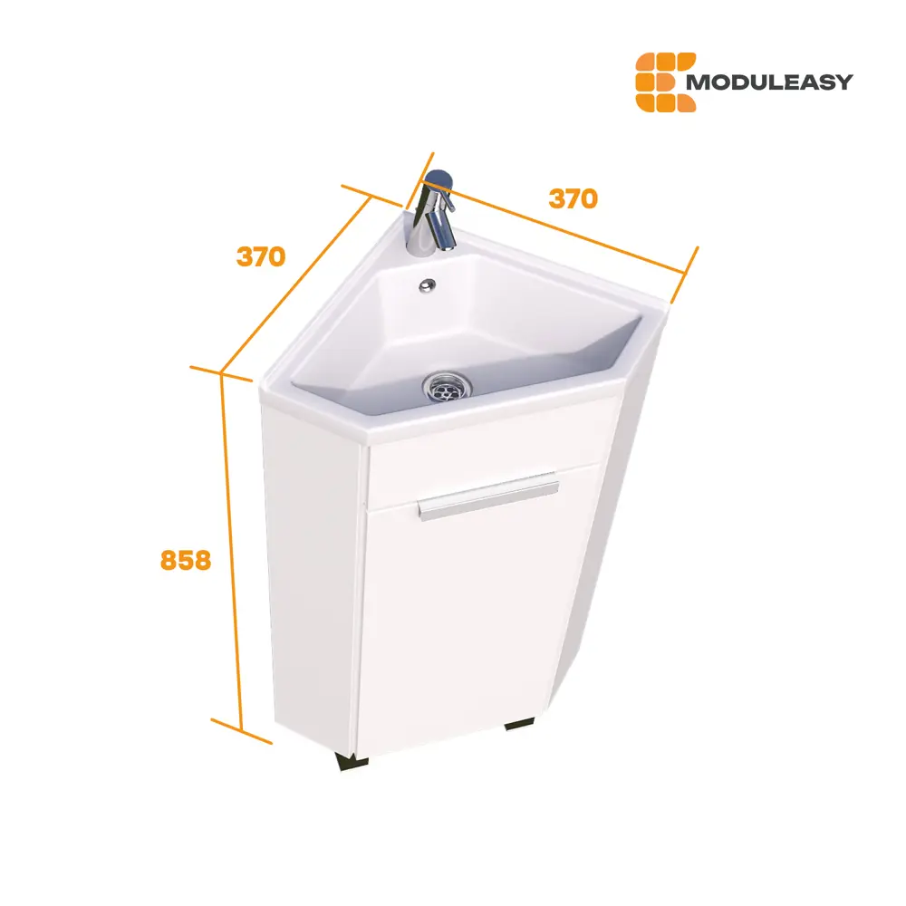 Фото 4 Тумба угловая с раковиной в ванную напольная Moduleasy KAroLIN 37х37 см белая Фото 4 Тумба угловая с раковиной в ванную напольная Moduleasy KAroLIN 37х37 см белая