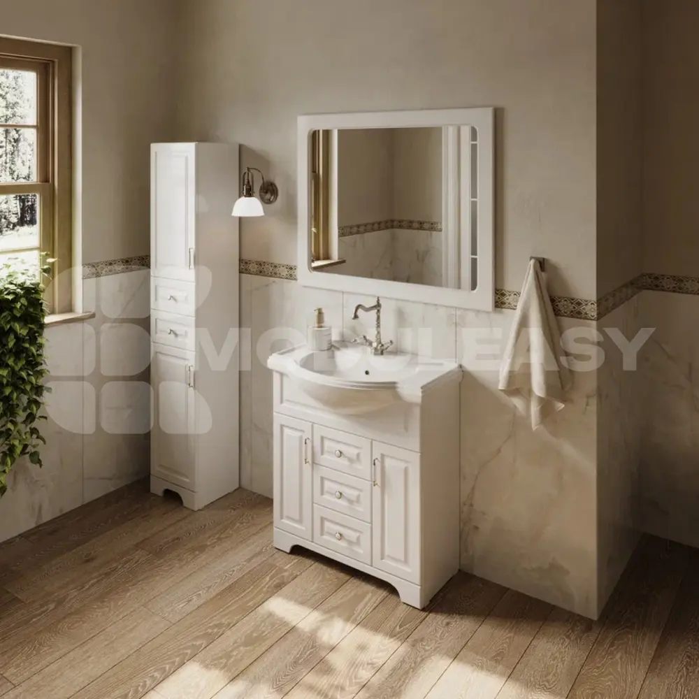 Фото 6 Тумба с раковиной в ванную напольная Moduleasy Madlen New80x48 см цвет белый глянец