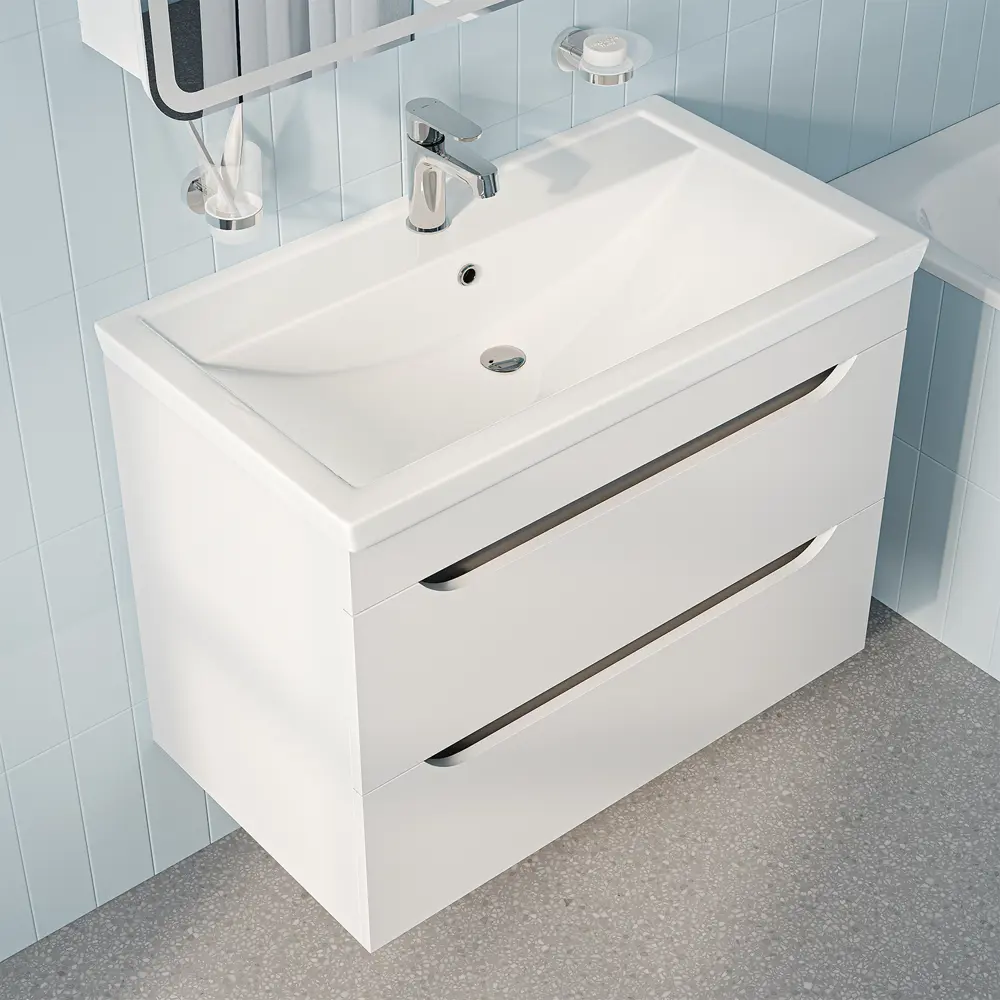 Фото 16 Тумба с раковиной Iddis Sky SKY80W0i95K подвесная 80 см цвет белый, раковина 4078000i28 Фото 16 Тумба с раковиной Iddis Sky SKY80W0i95K подвесная 80 см цвет белый, раковина 4078000i28