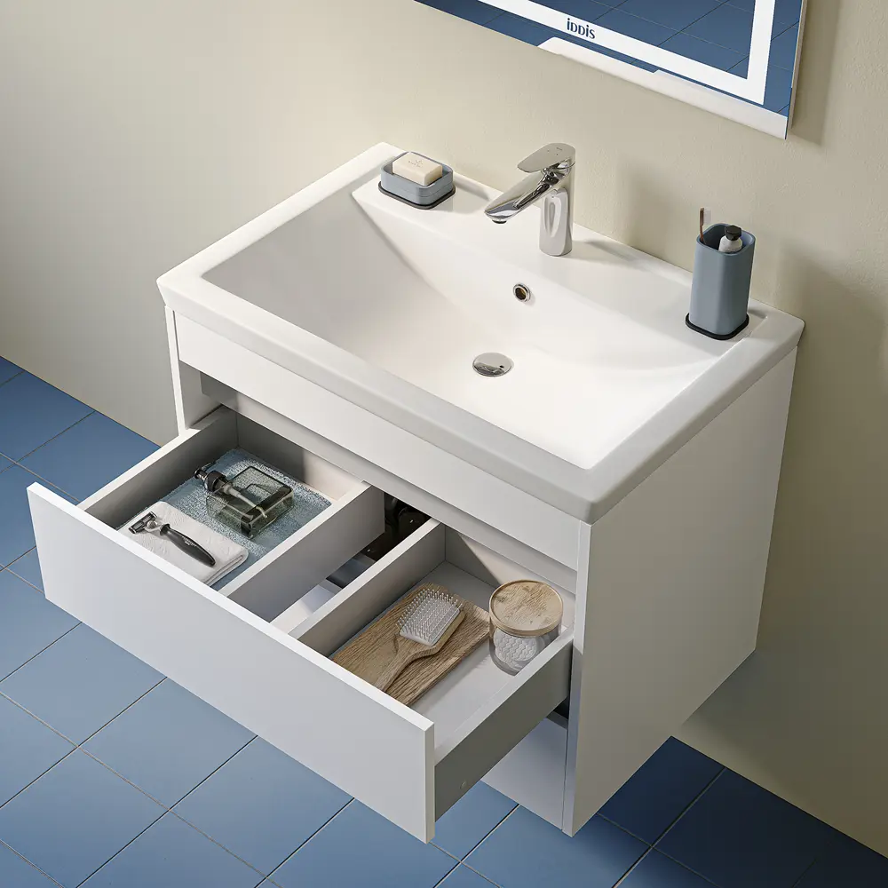 Фото 4 Тумба с раковиной Iddis Zodiac X ZDX70W0i95K подвесная 70 см цвет белый, раковина 4077000i28 Фото 4 Тумба с раковиной Iddis Zodiac X ZDX70W0i95K подвесная 70 см цвет белый, раковина 4077000i28