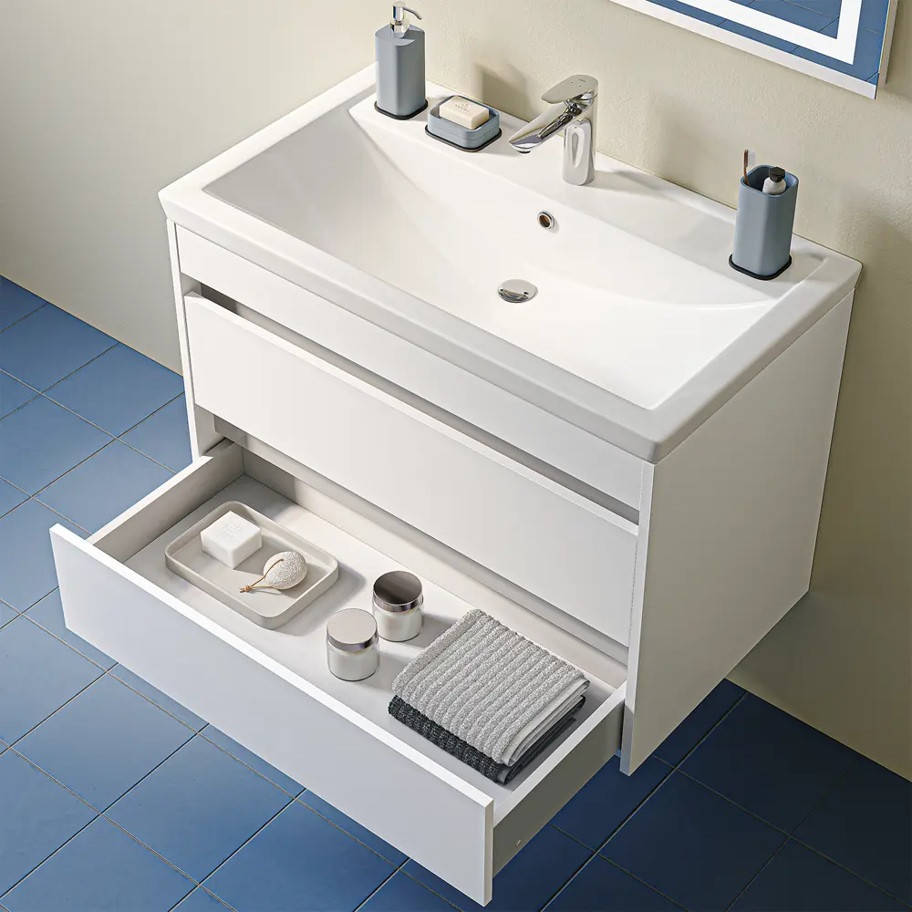 Фото 5 Тумба с раковиной Iddis Zodiac X ZDX80W0i95K подвесная 80 см цвет белый, раковина 4078000i28 Фото 5 Тумба с раковиной Iddis Zodiac X ZDX80W0i95K подвесная 80 см цвет белый, раковина 4078000i28