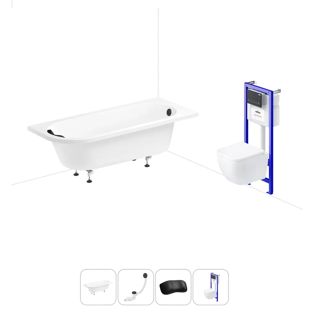 Фото Ванна Lavinia Boho Catani 20221096R правая 160x80 см акриловая с подвесным унитазом и инсталляцией Фото Ванна Lavinia Boho Catani 20221096R правая 160x80 см акриловая с подвесным унитазом и инсталляцией