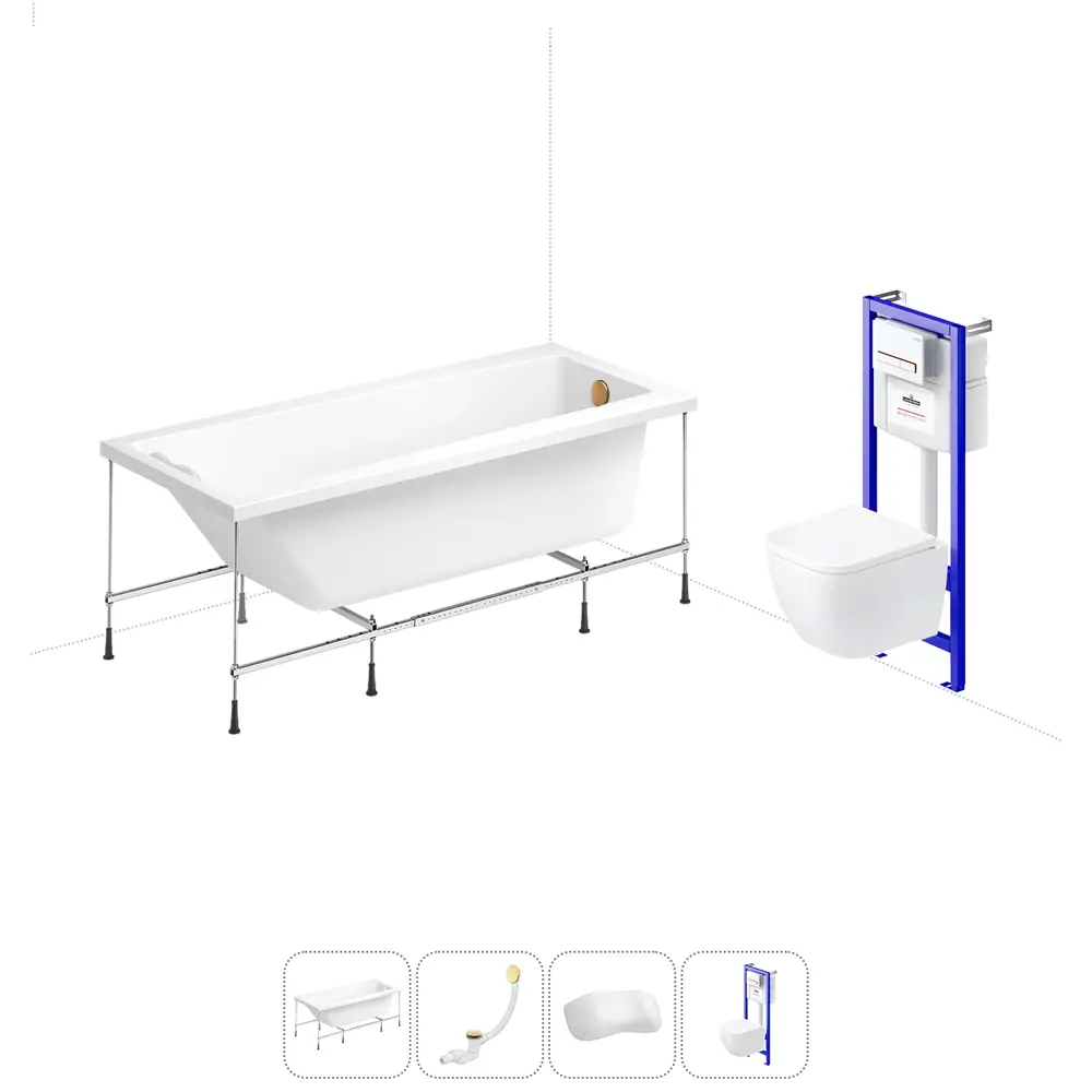 Фото Ванна Lavinia Boho Easter Pro 20221145R 160x70 см акриловая с подвесным унитазом и инсталляцией