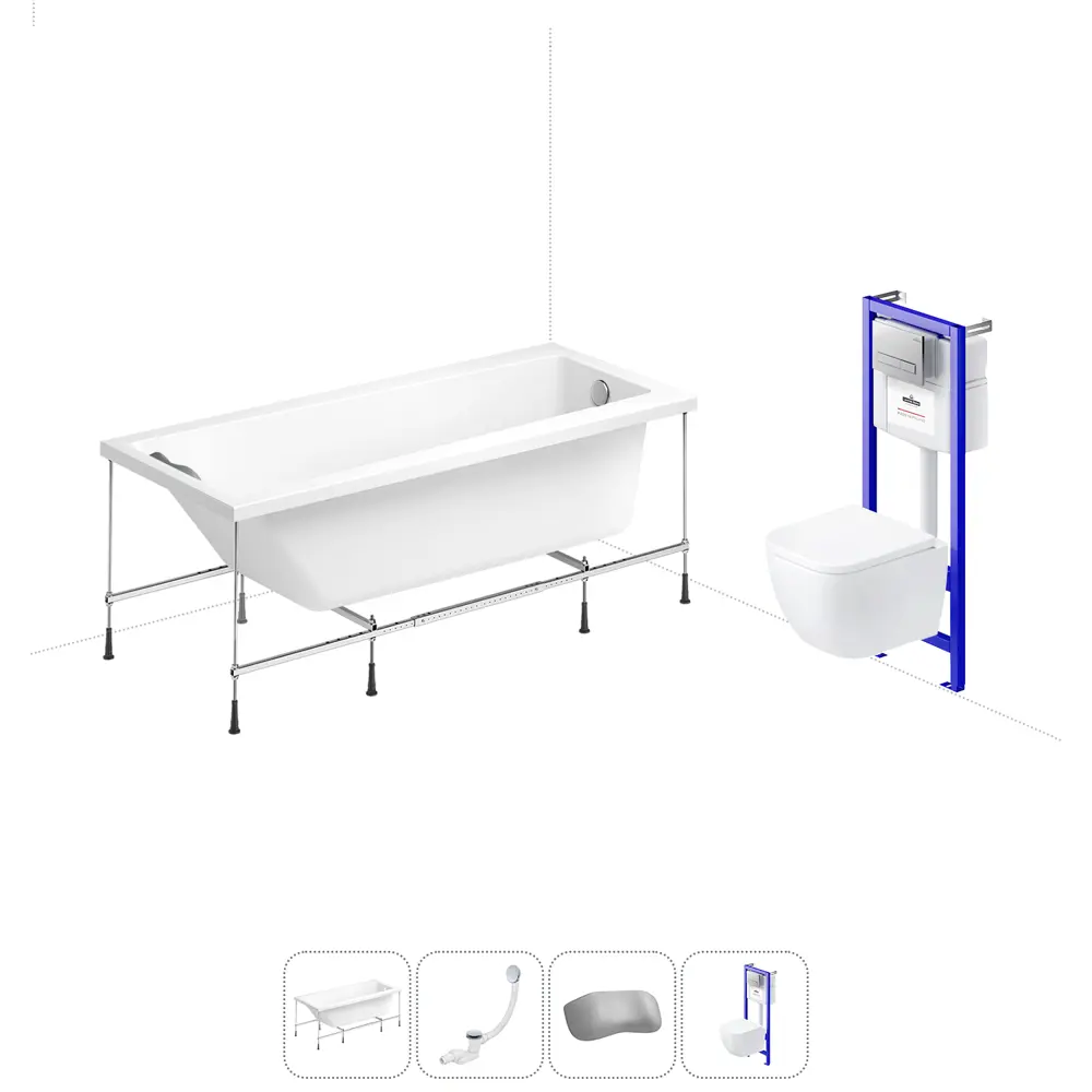 Фото Ванна Lavinia Boho Easter Pro 20221146R 160x70 см акриловая с подвесным унитазом и инсталляцией