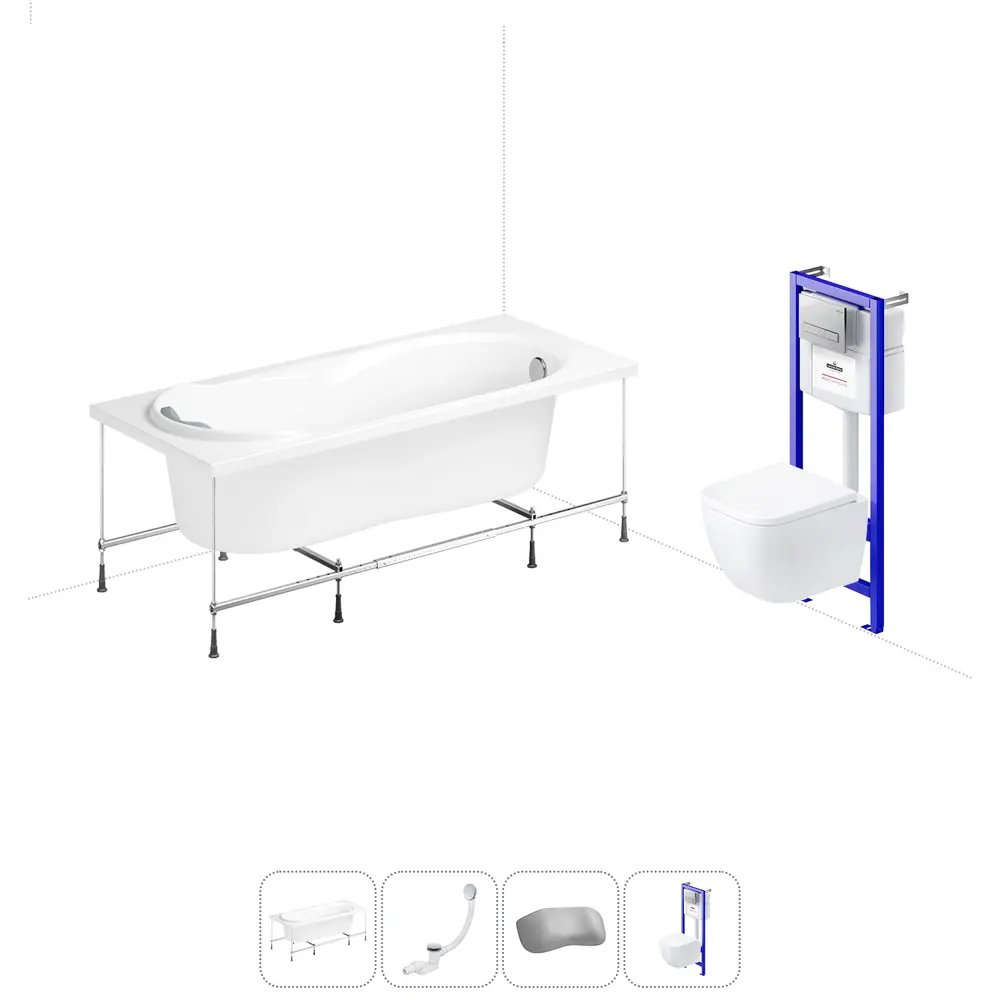 Фото Ванна Lavinia Boho Bristol 20221158R 160x75 см акриловая с подвесным унитазом и инсталляцией Фото Ванна Lavinia Boho Bristol 20221158R 160x75 см акриловая с подвесным унитазом и инсталляцией