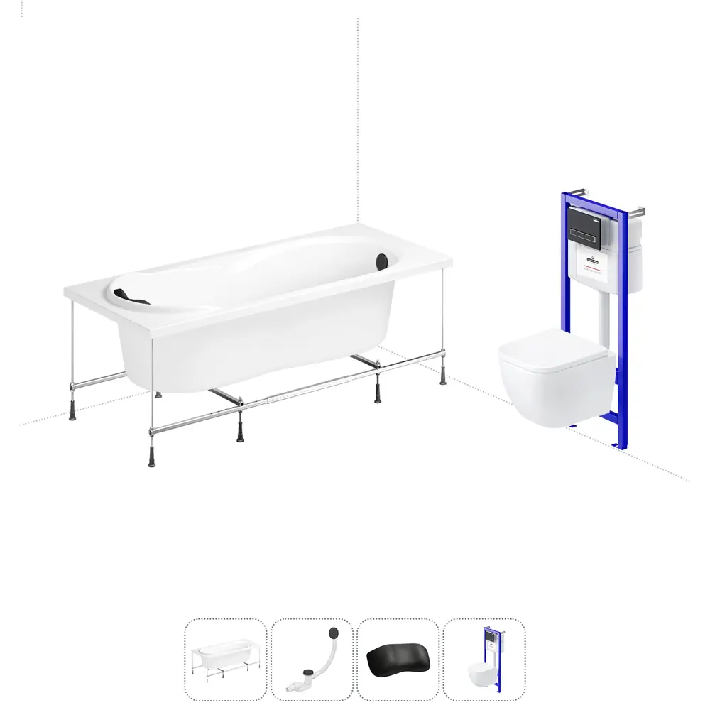 Фото Ванна Lavinia Boho Bristol 20221160R 160x75 см акриловая с подвесным унитазом и инсталляцией Фото Ванна Lavinia Boho Bristol 20221160R 160x75 см акриловая с подвесным унитазом и инсталляцией