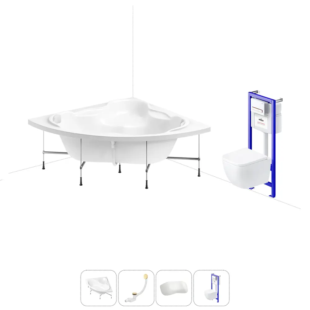 Фото Ванна Lavinia Boho One 20221229R 160x70 см акриловая с подвесным унитазом, инсталляцией и раковиной в комплекте Фото Ванна Lavinia Boho One 20221229R 160x70 см акриловая с подвесным унитазом, инсталляцией и раковиной в комплекте